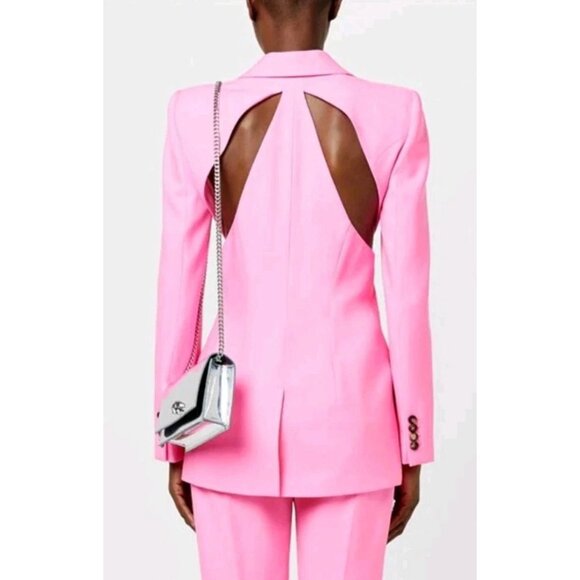 NWT $4K Alexander McQueen Slashed Single-Breasted Blazer Jacket Pink Size 4 - Picture 3 of 6